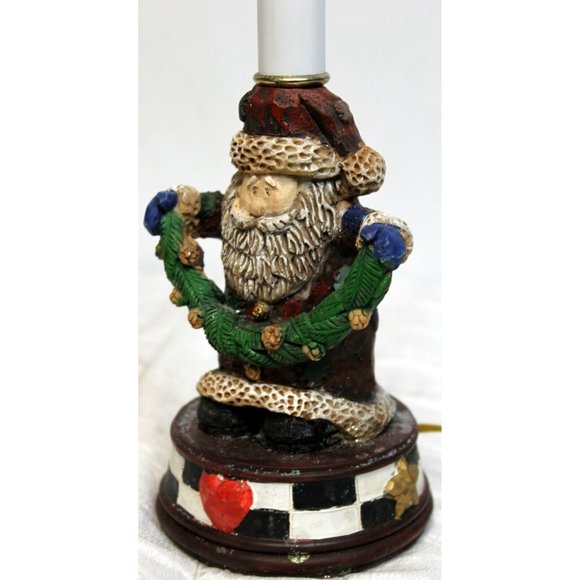 Faux Carved Wood Christmas Santa Table Accent Lamp Holiday Decor Night Light - Picture 5 of 9